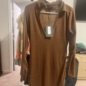 PrettyLittleThing Brown long sleeve dress